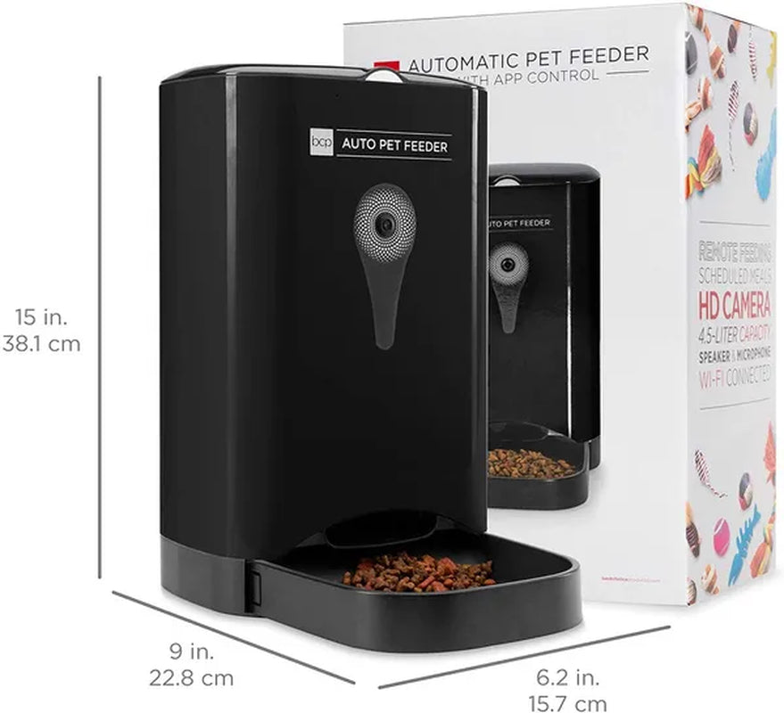 Best Choice Products Smart Automatic Pet Feeder with HD Camera, Wi-Fi Enabled Smartphone App, Portion Control, 4.5L Food Capacity, 2-Way Audio Voice Recorder Microphone, for Cats and Dogs