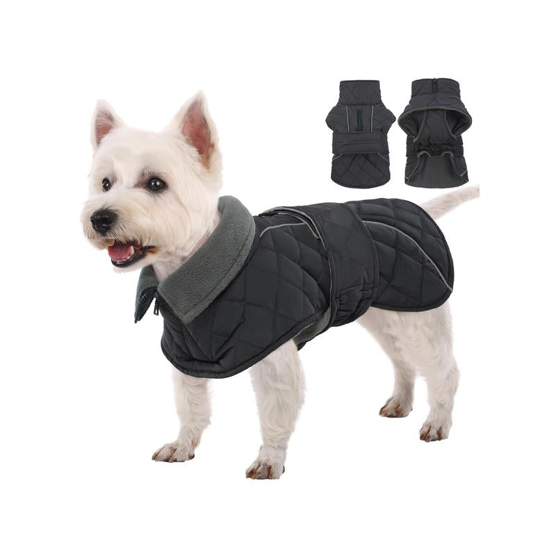 Kuoser Dog Coat, Super-Warm Dog Jacket Windproof Dog Cold Weather Coats for Extra Large Dogs, Fleece Lining Turtleneck Dog Snowsuit Reflective Adjustable Dog Winter Clothes