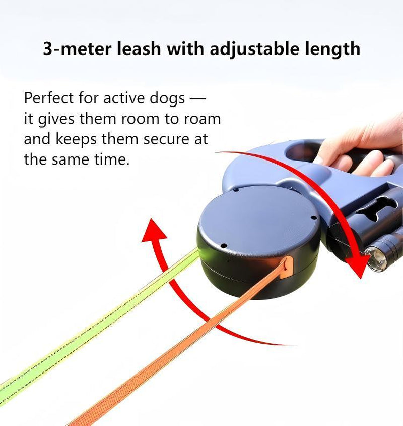 2025 Two Dogs One Leash Enhanced Edition - Dual (2) Dog Retractable Leash, Auto-Untangles, Supports up to 30Lb Dogs,10Ft Retractable Leash,Two Dogs One Leash Collar Tangle Free Leash Dog Accessories Dog Accessories Durable Bungee Harnesses