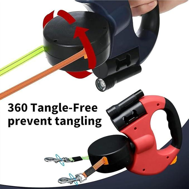 2025 Two Dogs One Leash Enhanced Edition - Dual (2) Dog Retractable Leash, Auto-Untangles, Supports up to 30Lb Dogs,10Ft Retractable Leash,Two Dogs One Leash Collar Tangle Free Leash Dog Accessories Dog Accessories Durable Bungee Harnesses