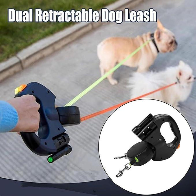 2025 Two Dogs One Leash Enhanced Edition - Dual (2) Dog Retractable Leash, Auto-Untangles, Supports up to 30Lb Dogs,10Ft Retractable Leash,Two Dogs One Leash Collar Tangle Free Leash Dog Accessories Dog Accessories Durable Bungee Harnesses