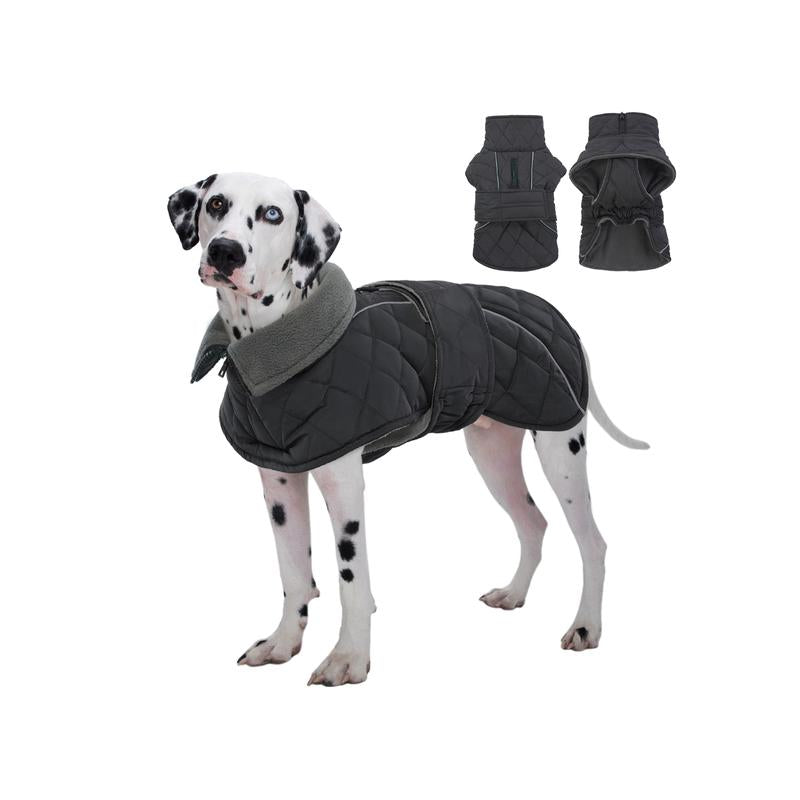 Kuoser Dog Coat, Super-Warm Dog Jacket Windproof Dog Cold Weather Coats for Extra Large Dogs, Fleece Lining Turtleneck Dog Snowsuit Reflective Adjustable Dog Winter Clothes