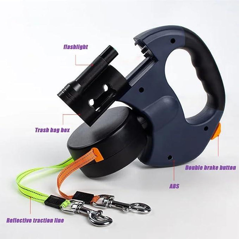2025 Two Dogs One Leash Enhanced Edition - Dual (2) Dog Retractable Leash, Auto-Untangles, Supports up to 30Lb Dogs,10Ft Retractable Leash,Two Dogs One Leash Collar Tangle Free Leash Dog Accessories Dog Accessories Durable Bungee Harnesses