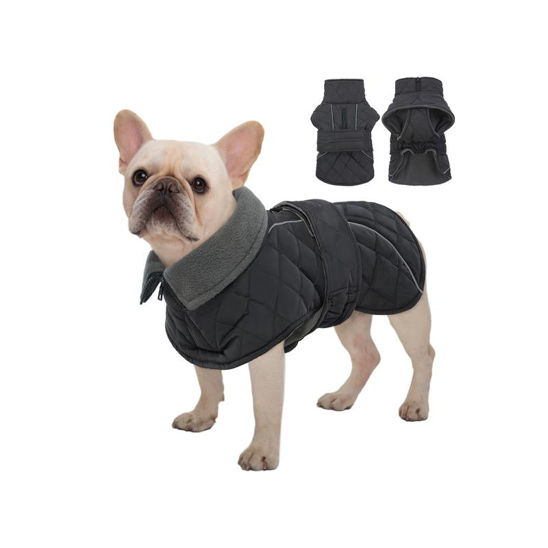 Kuoser Dog Coat, Super-Warm Dog Jacket Windproof Dog Cold Weather Coats for Extra Large Dogs, Fleece Lining Turtleneck Dog Snowsuit Reflective Adjustable Dog Winter Clothes