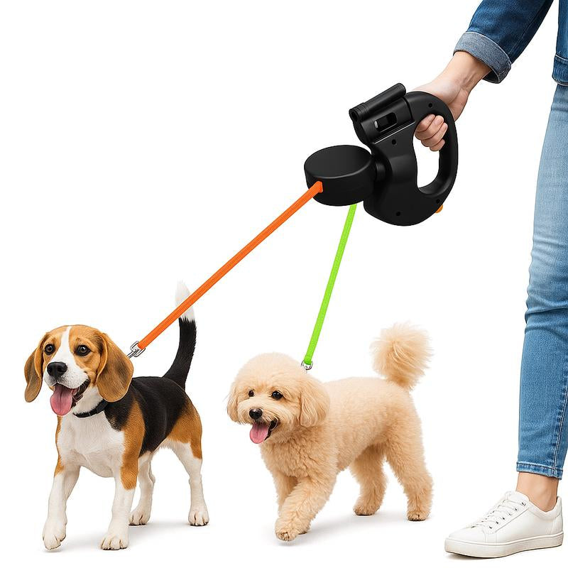 2025 Two Dogs One Leash Enhanced Edition - Dual (2) Dog Retractable Leash, Auto-Untangles, Supports up to 30Lb Dogs,10Ft Retractable Leash,Two Dogs One Leash Collar Tangle Free Leash Dog Accessories Dog Accessories Durable Bungee Harnesses