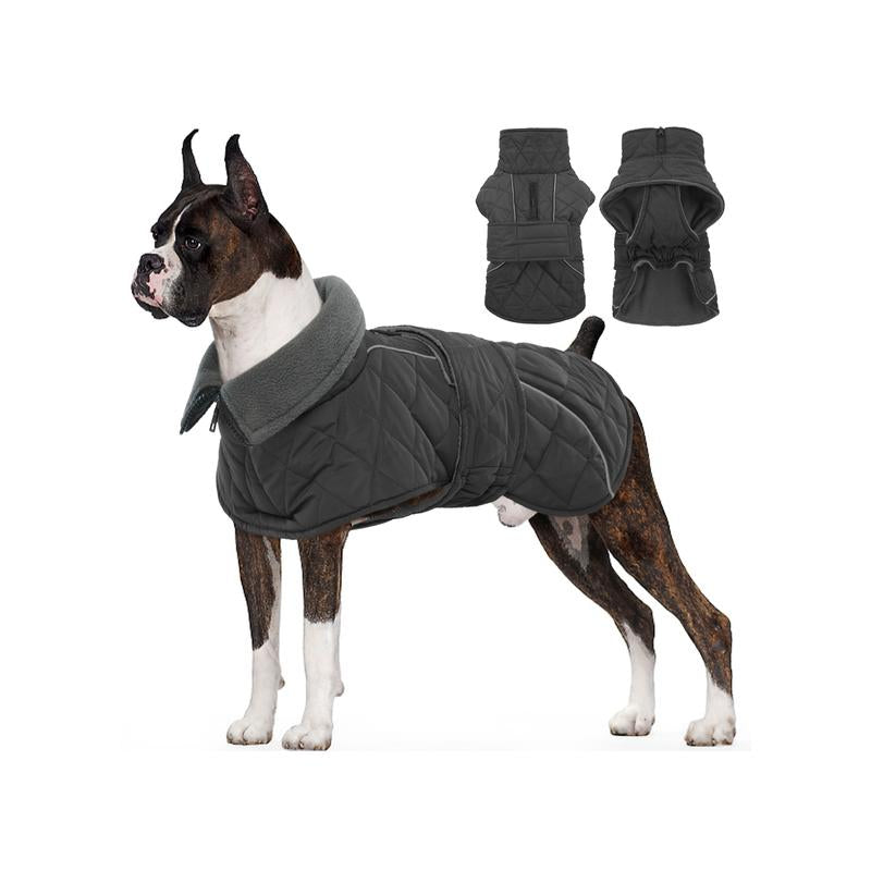 Kuoser Dog Coat, Super-Warm Dog Jacket Windproof Dog Cold Weather Coats for Extra Large Dogs, Fleece Lining Turtleneck Dog Snowsuit Reflective Adjustable Dog Winter Clothes