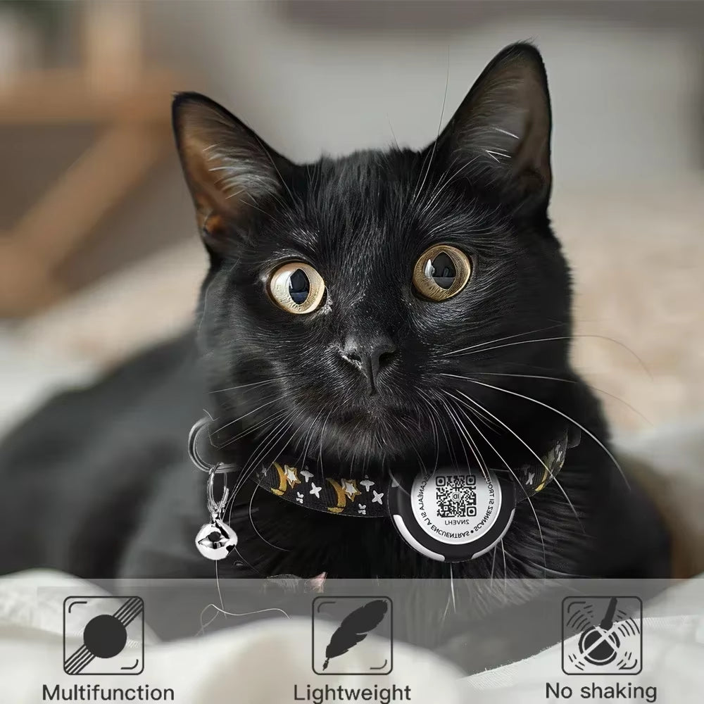 GPS Tracker Cat Collar with Airtag Case Holder, Air Tag Cat Holder & QR ID Tag Dual Protection Kitten Collar for Gatos Apple Tag