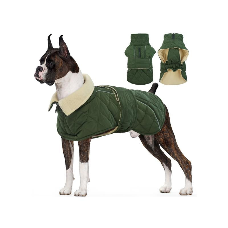 Kuoser Dog Coat, Super-Warm Dog Jacket Windproof Dog Cold Weather Coats for Extra Large Dogs, Fleece Lining Turtleneck Dog Snowsuit Reflective Adjustable Dog Winter Clothes