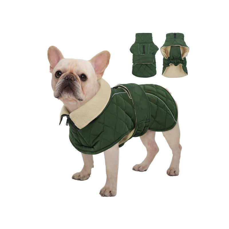 Kuoser Dog Coat, Super-Warm Dog Jacket Windproof Dog Cold Weather Coats for Extra Large Dogs, Fleece Lining Turtleneck Dog Snowsuit Reflective Adjustable Dog Winter Clothes