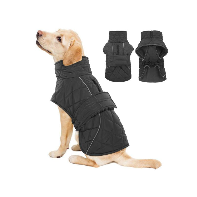 Kuoser Dog Coat, Super-Warm Dog Jacket Windproof Dog Cold Weather Coats for Extra Large Dogs, Fleece Lining Turtleneck Dog Snowsuit Reflective Adjustable Dog Winter Clothes