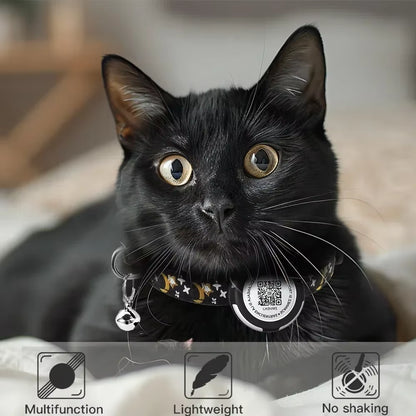 GPS Tracker Cat Collar with Airtag Case Holder, Air Tag Cat Holder & QR ID Tag Dual Protection Kitten Collar for Gatos Apple Tag