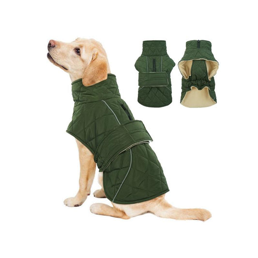 Kuoser Dog Coat, Super-Warm Dog Jacket Windproof Dog Cold Weather Coats for Extra Large Dogs, Fleece Lining Turtleneck Dog Snowsuit Reflective Adjustable Dog Winter Clothes