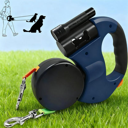 2025 Two Dogs One Leash Enhanced Edition - Dual (2) Dog Retractable Leash, Auto-Untangles, Supports up to 30Lb Dogs,10Ft Retractable Leash,Two Dogs One Leash Collar Tangle Free Leash Dog Accessories Dog Accessories Durable Bungee Harnesses