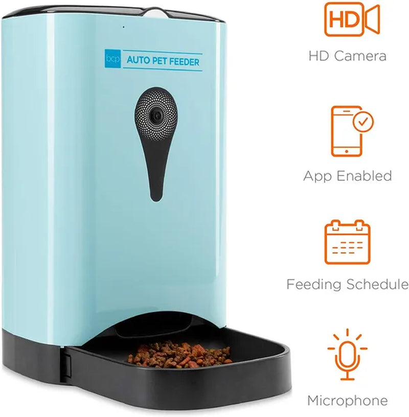Best Choice Products Smart Automatic Pet Feeder with HD Camera, Wi-Fi Enabled Smartphone App, Portion Control, 4.5L Food Capacity, 2-Way Audio Voice Recorder Microphone, for Cats and Dogs