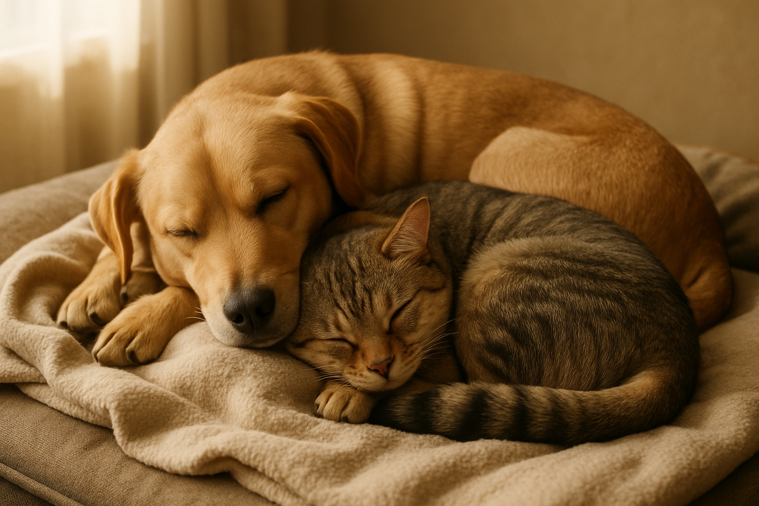 dog and cat sleeping
