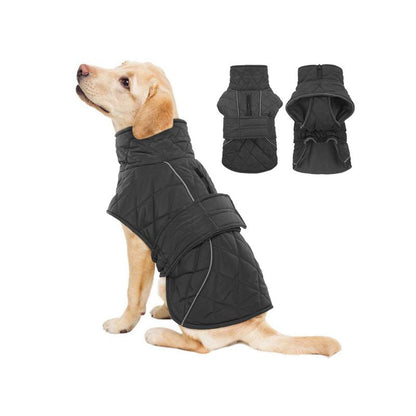Kuoser Dog Coat, Super-Warm Dog Jacket Windproof Dog Cold Weather Coats for Extra Large Dogs, Fleece Lining Turtleneck Dog Snowsuit Reflective Adjustable Dog Winter Clothes